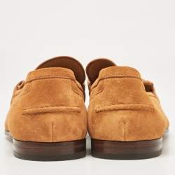 Pre Owned Gucci Orange Suede Jordaan Loafers Size 44