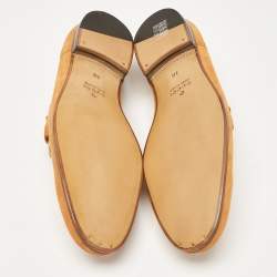 Pre Owned Gucci Orange Suede Jordaan Loafers Size 44