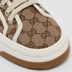Gucci Beige GG Canvas Lace Up Sneakers Size 42.5