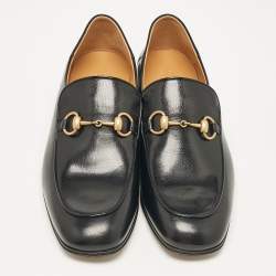 Pre Owned Gucci Black Leather Horsebit Foldable Loafers Size 43