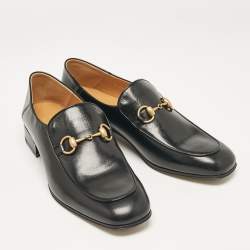 Pre Owned Gucci Black Leather Horsebit Foldable Loafers Size 43