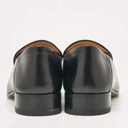 Pre Owned Gucci Black Leather Horsebit Foldable Loafers Size 43