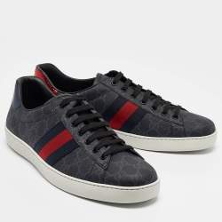 Gucci Black GG Supreme Canvas Web Ace Sneakers Size 45