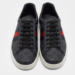 Gucci Black GG Supreme Canvas Web Ace Sneakers Size 45