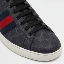 Gucci Black GG Supreme Canvas Web Ace Sneakers Size 45