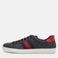 Gucci Black GG Supreme Canvas Web Ace Sneakers Size 45