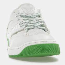 Gucci White/Demetra Green Leather Basket Low Top Sneaker EU 42