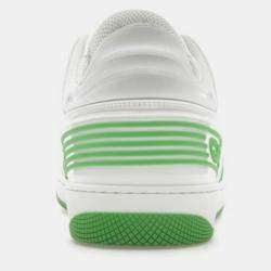 Gucci White/Demetra Green Leather Basket Low Top Sneaker EU 42