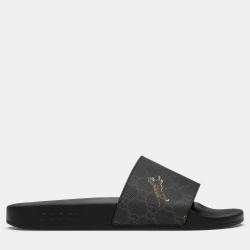 Gucci Black GG Supreme Tigers Slides EU 41