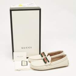 Gucci Cream Leather Horsebit Slip On Loafers Size 40