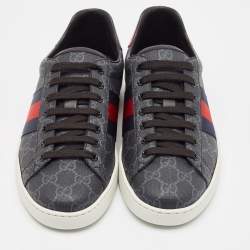 Gucci Grey Coated GG Canvas Ace Low Top Sneakers Size 42