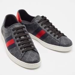 Gucci Grey Coated GG Canvas Ace Low Top Sneakers Size 42