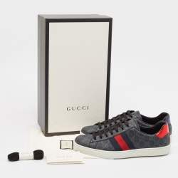 Gucci Grey Coated GG Canvas Ace Low Top Sneakers Size 42