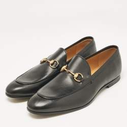 Pre Owned Gucci Black Leather Jordaan Loafers Size 43