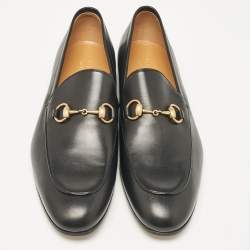 Pre Owned Gucci Black Leather Jordaan Loafers Size 43