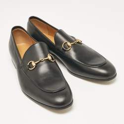 Pre Owned Gucci Black Leather Jordaan Loafers Size 43