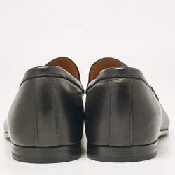 Pre Owned Gucci Black Leather Jordaan Loafers Size 43