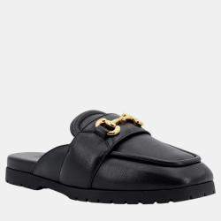 Gucci Black Leather Mule Sandals EU 42.5