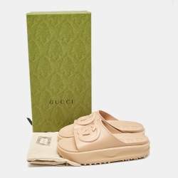 Gucci Beige Rubber Interlocking G Slide Sandals Size 43