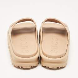 Gucci Beige Rubber Interlocking G Slide Sandals Size 43