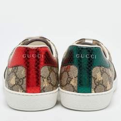 Gucci Beige/Brown GG Supreme Canvas Bee Ace Sneakers Size 45.5
