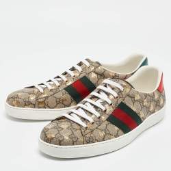 Gucci Beige/Brown GG Supreme Canvas Bee Ace Sneakers Size 45.5