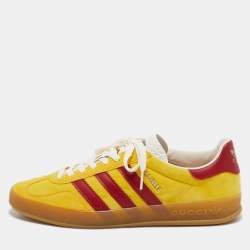 Gucci Yellow Leather and Suede Gazelle Lace Up Sneakers Size 42