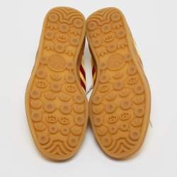 Gucci Yellow Leather and Suede Gazelle Lace Up Sneakers Size 42