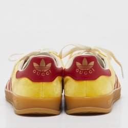 Gucci Yellow Leather and Suede Gazelle Lace Up Sneakers Size 42