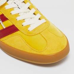 Gucci Yellow Leather and Suede Gazelle Lace Up Sneakers Size 42