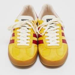 Gucci Yellow Leather and Suede Gazelle Lace Up Sneakers Size 42