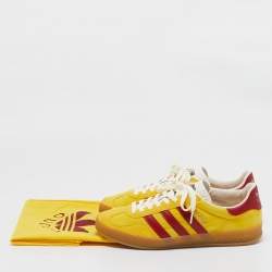 Gucci Yellow Leather and Suede Gazelle Lace Up Sneakers Size 42