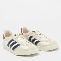 Adidas x Gucci White Leather and Suede Gazelle Low Top Sneakers Size 42