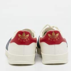 Adidas x Gucci White Leather and Suede Gazelle Low Top Sneakers Size 42