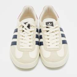 Adidas x Gucci White Leather and Suede Gazelle Low Top Sneakers Size 42