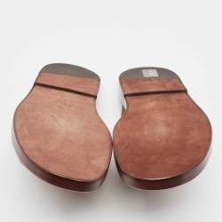 Gucci Brown Leather Interlocking G Logo Slides Size 42