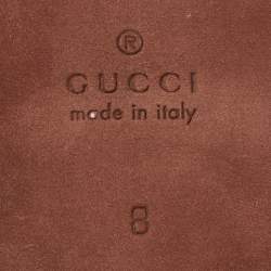 Gucci Brown Leather Interlocking G Logo Slides Size 42