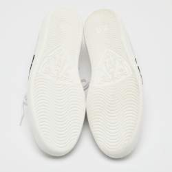 Pre Owned Gucci White Leather and Snakeskin Embossed Leather Ace Lace Up Sneakers Size 44