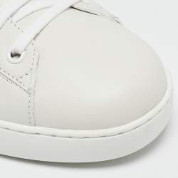 Pre Owned Gucci White Leather and Snakeskin Embossed Leather Ace Lace Up Sneakers Size 44