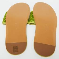 Gucci Green Quilted Satin Interlocking G Logo Flat Slides Size 44