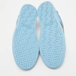 Pre Owned Gucci Blue GG Canvas and Leather Ace Lace Up Sneakers Size 42