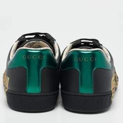 Gucci Black Leather Guccy Ace Sneakers Size 42