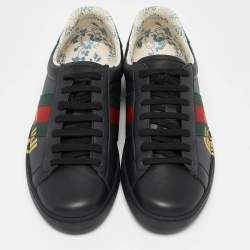 Gucci Black Leather Guccy Ace Sneakers Size 42