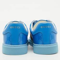 Gucci Blue GG Crystal Canvas Web Detail Ace Low Top Sneakers Size 44