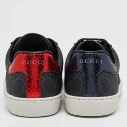Gucci Black GG Supreme Canvas Web Ace Sneakers Size 41