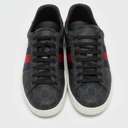 Gucci Black GG Supreme Canvas Web Ace Sneakers Size 41