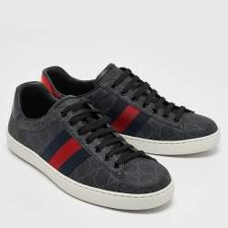 Gucci Black GG Supreme Canvas Web Ace Sneakers Size 41