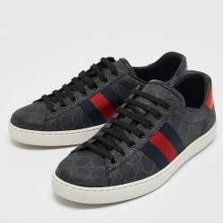 Gucci Black GG Supreme Canvas Web Ace Sneakers Size 41