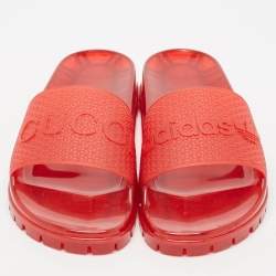 Gucci x Adidas Red Rubber Adilette Flat Slides Size 41