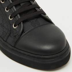 Gucci Black GG Canvas and Leather Low Top Sneakers Size 40.5